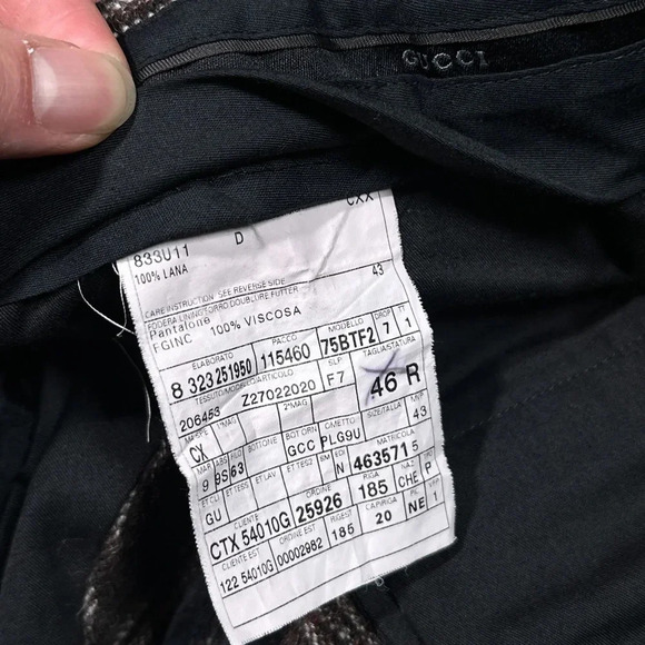 Vintage Y2K Gucci Wool Herringbone Midweight Brown Flannel Slim Pants Mens 48 - Picture 9 of 11